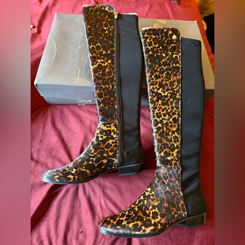 Vince Camuto Leopard Print Knee-High Boots